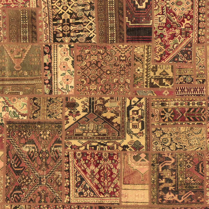 Machine Washable Patchwork Brown Transitional Rug, wshabs2057brn