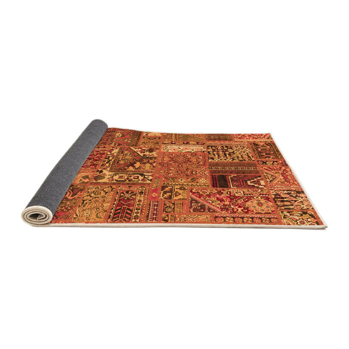 Sideview of Patchwork Orange Transitional Rug, abs2057org