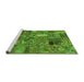 Sideview of Machine Washable Patchwork Green Transitional Area Rugs, wshabs2057grn