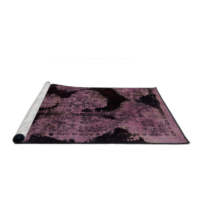 Sideview of Machine Washable Abstract Raspberry Purple Rug, wshabs2058