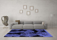 Machine Washable Abstract Blue Modern Rug, wshabs2058blu