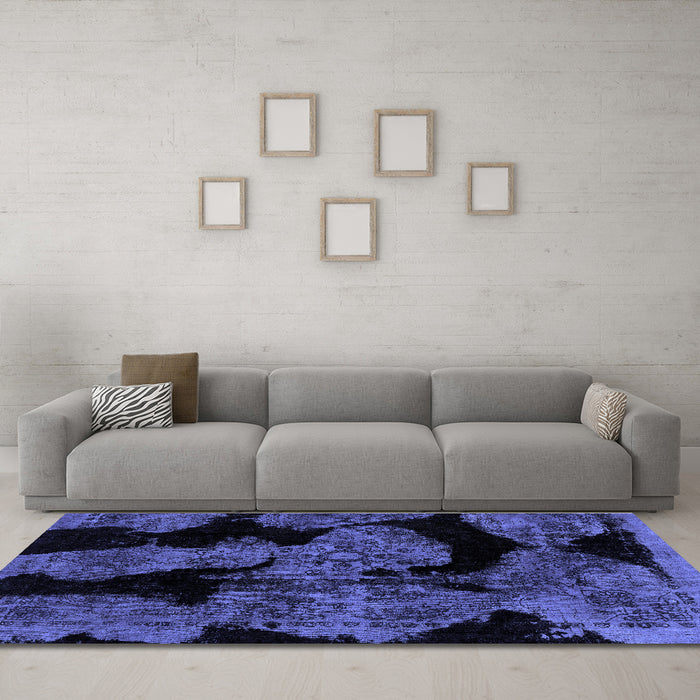 Machine Washable Abstract Blue Modern Rug in a Living Room, wshabs2058blu