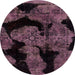 Round Abstract Raspberry Purple Modern Rug, abs2058