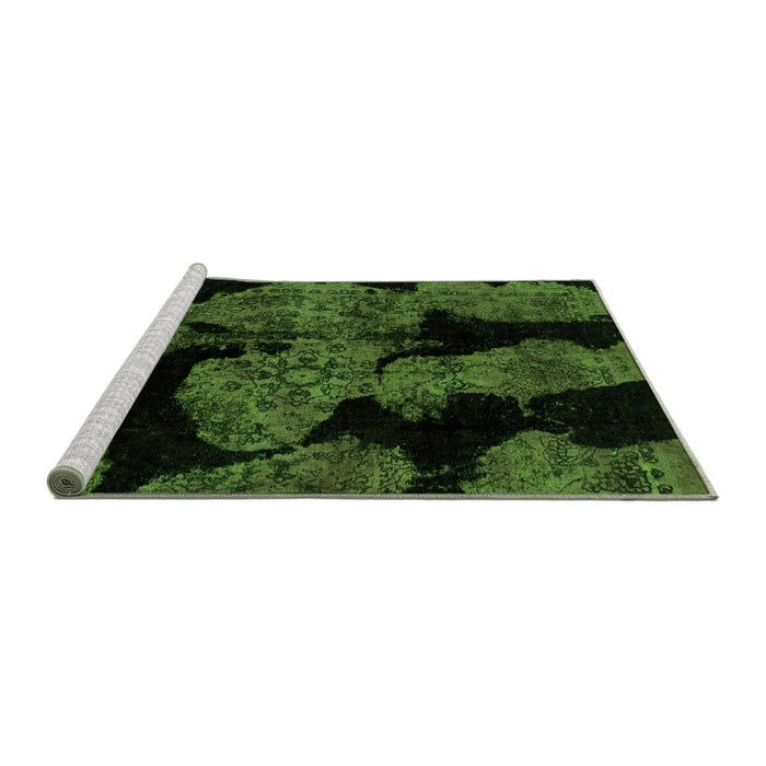 Sideview of Machine Washable Abstract Green Modern Area Rugs, wshabs2058grn