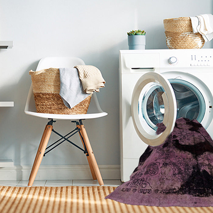 Machine Washable Abstract Raspberry Purple Rug in a Washing Machine, wshabs2058