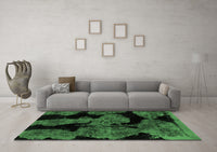 Machine Washable Abstract Emerald Green Modern Rug, wshabs2058emgrn