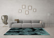 Machine Washable Abstract Turquoise Modern Area Rugs in a Living Room,, wshabs2058turq