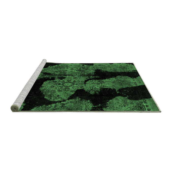 Sideview of Machine Washable Abstract Emerald Green Modern Area Rugs, wshabs2058emgrn