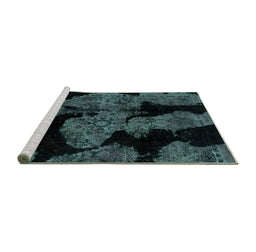 Sideview of Machine Washable Abstract Turquoise Modern Area Rugs, wshabs2058turq
