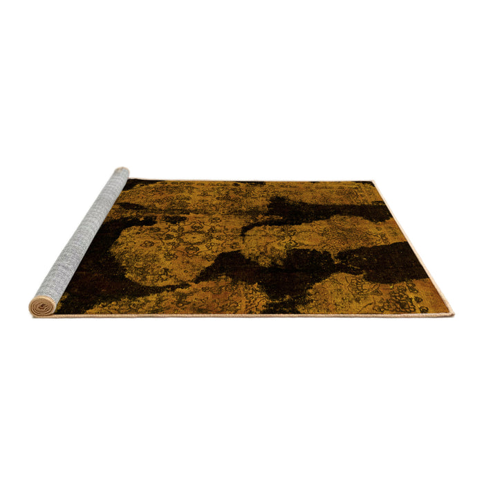 Sideview of Machine Washable Abstract Yellow Modern Rug, wshabs2058yw