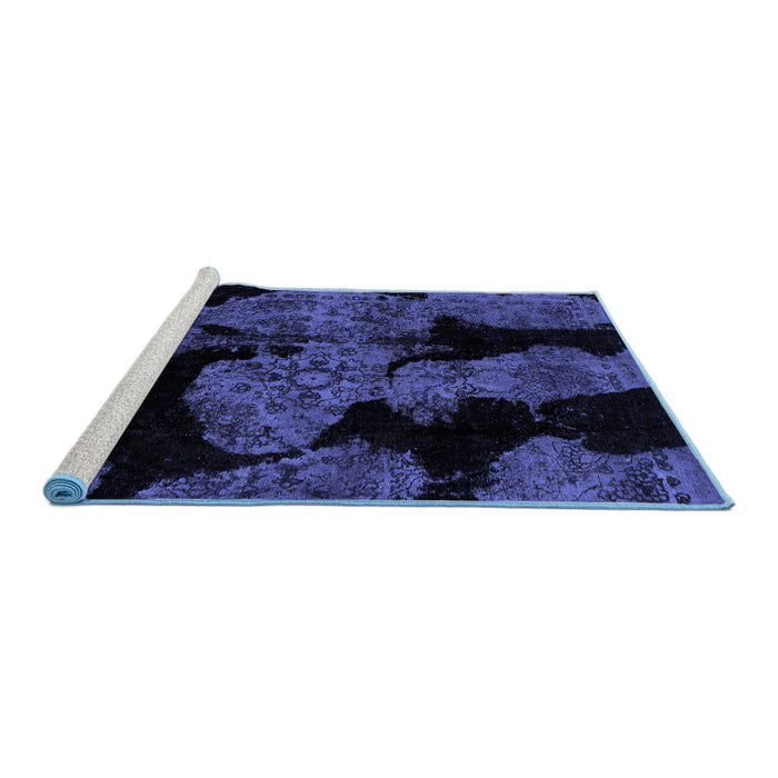 Sideview of Machine Washable Abstract Blue Modern Rug, wshabs2058blu