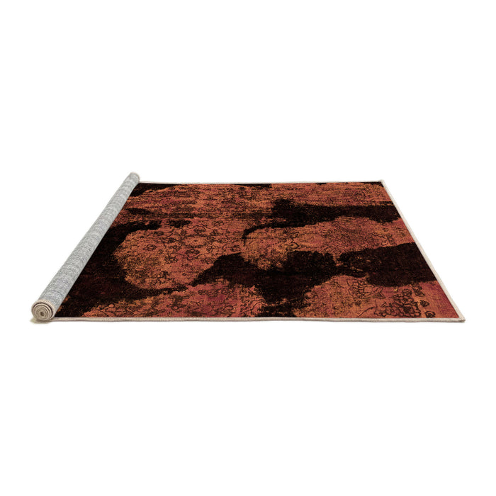 Sideview of Machine Washable Abstract Orange Modern Area Rugs, wshabs2058org