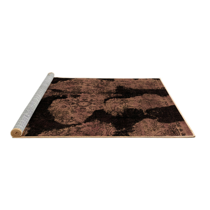 Sideview of Machine Washable Abstract Brown Modern Rug, wshabs2058brn