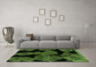 Machine Washable Abstract Green Modern Area Rugs in a Living Room,, wshabs2058grn