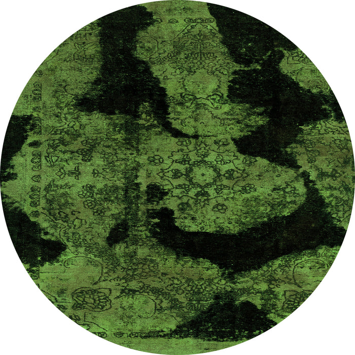 Round Machine Washable Abstract Green Modern Area Rugs, wshabs2058grn