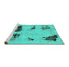 Sideview of Machine Washable Abstract Turquoise Modern Area Rugs, wshabs2059turq