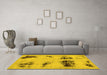 Machine Washable Abstract Yellow Modern Rug in a Living Room, wshabs2059yw