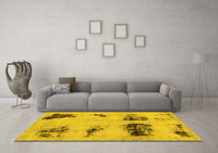 Machine Washable Abstract Yellow Modern Rug, wshabs2059yw