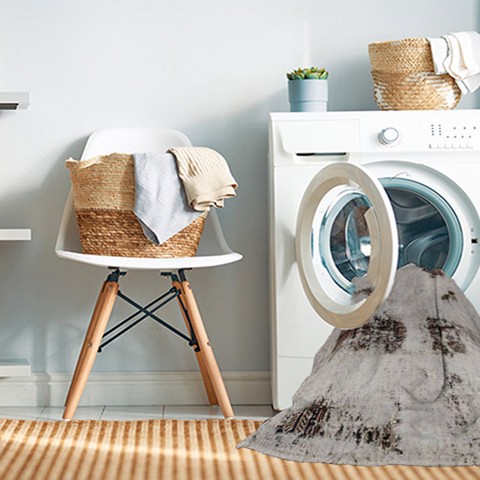 Machine Washable Abstract Rose Dust Purple Rug in a Washing Machine, wshabs2059