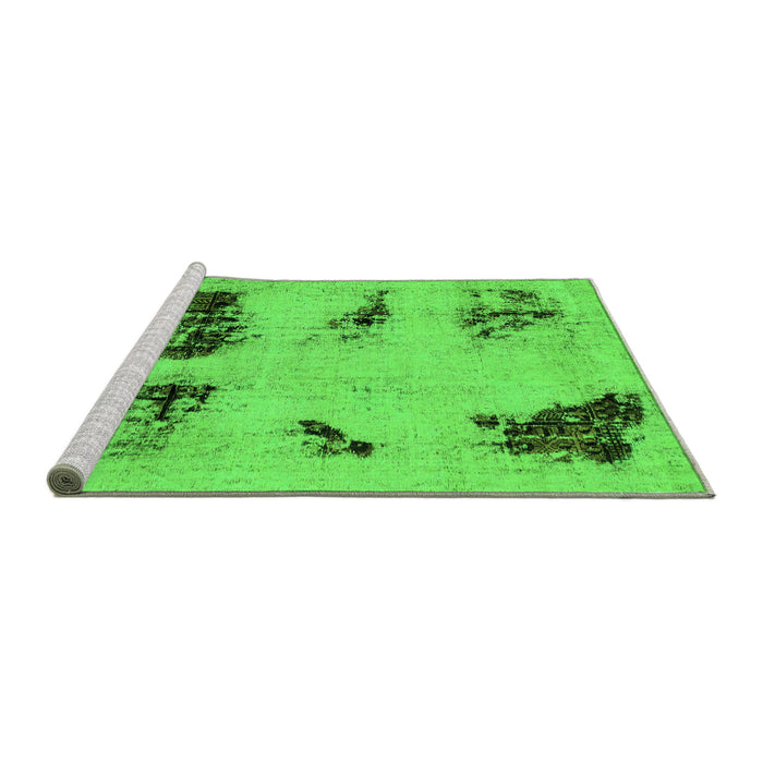 Sideview of Machine Washable Abstract Green Modern Area Rugs, wshabs2059grn