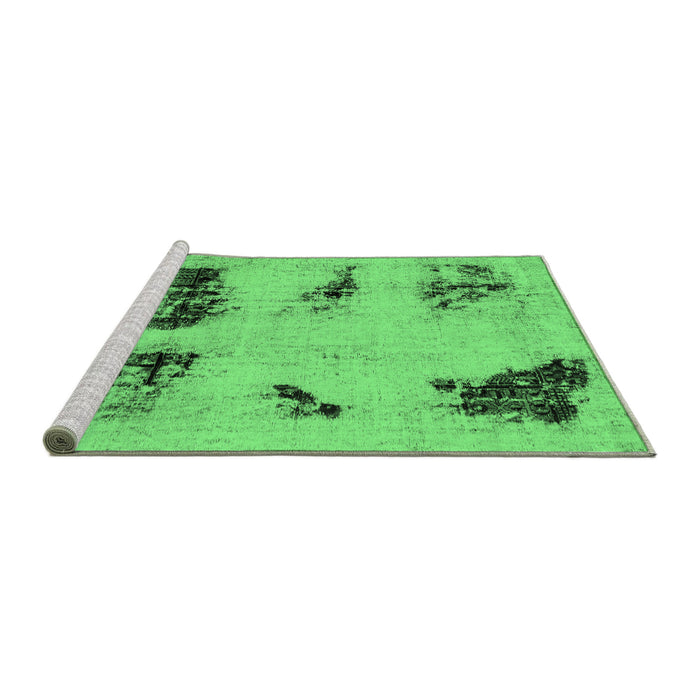 Sideview of Machine Washable Abstract Emerald Green Modern Area Rugs, wshabs2059emgrn