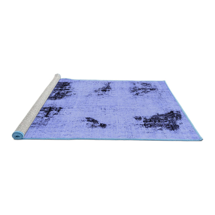 Sideview of Machine Washable Abstract Blue Modern Rug, wshabs2059blu