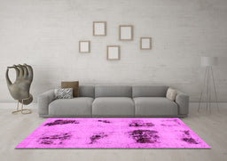 Machine Washable Abstract Pink Modern Rug in a Living Room, wshabs2059pnk