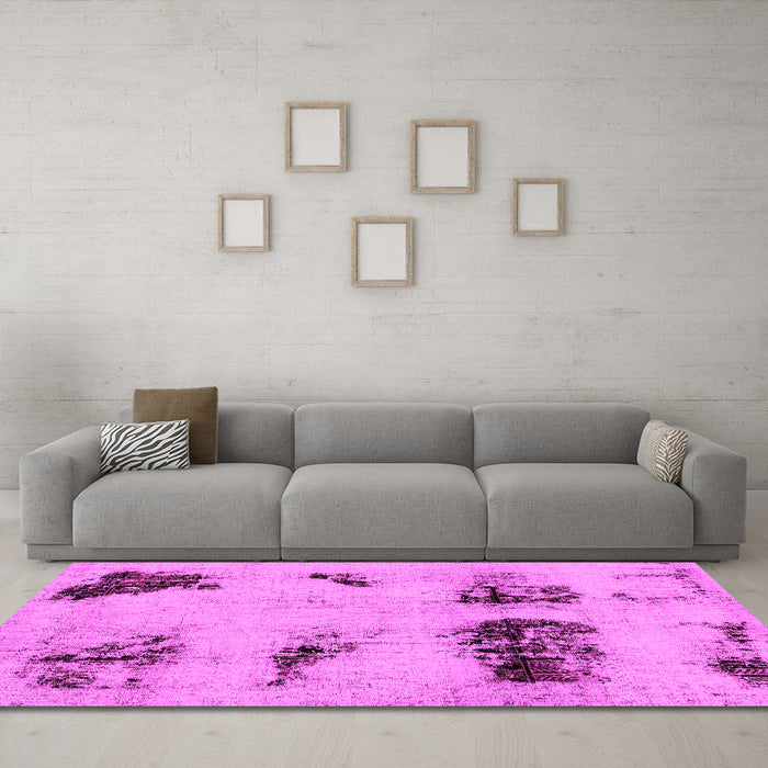 Machine Washable Abstract Pink Modern Rug in a Living Room, wshabs2059pnk