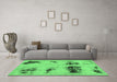 Machine Washable Abstract Emerald Green Modern Area Rugs in a Living Room,, wshabs2059emgrn