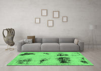 Machine Washable Abstract Emerald Green Modern Rug, wshabs2059emgrn