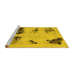 Sideview of Machine Washable Abstract Yellow Modern Rug, wshabs2059yw