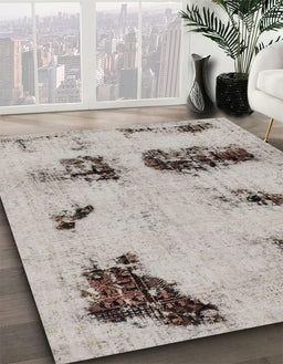 Machine Washable Abstract Rose Dust Purple Rug in a Family Room, wshabs2059