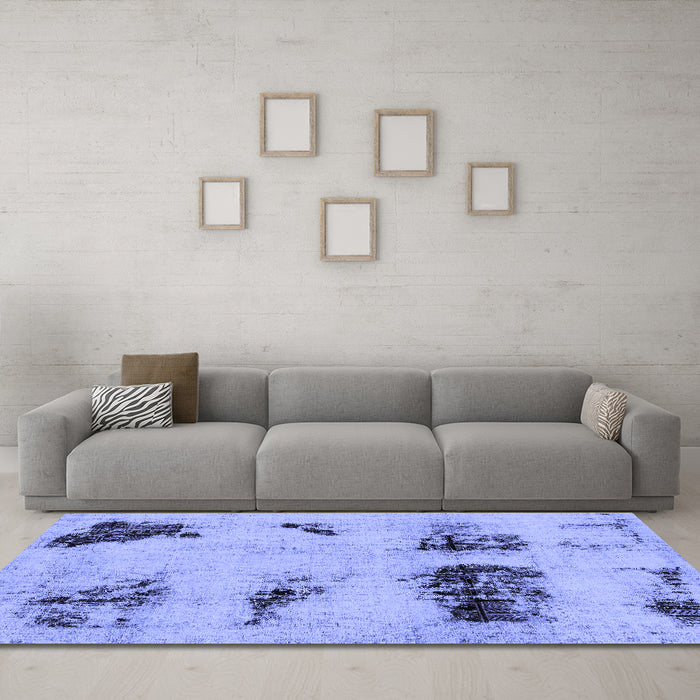 Machine Washable Abstract Blue Modern Rug in a Living Room, wshabs2059blu