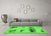 Machine Washable Abstract Green Modern Rug, wshabs2059grn