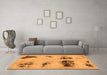 Machine Washable Abstract Orange Modern Area Rugs in a Living Room, wshabs2059org