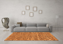 Machine Washable Checkered Orange Modern Area Rugs in a Living Room, wshabs205org