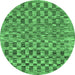 Round Checkered Emerald Green Modern Rug, abs205emgrn