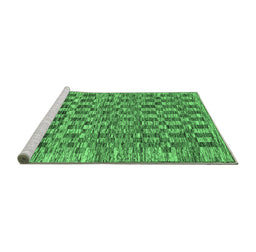 Sideview of Machine Washable Checkered Emerald Green Modern Area Rugs, wshabs205emgrn