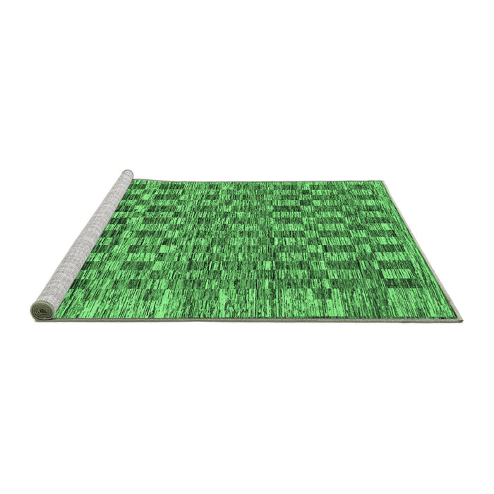 Sideview of Machine Washable Checkered Emerald Green Modern Area Rugs, wshabs205emgrn