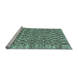 Sideview of Machine Washable Checkered Light Blue Modern Rug, wshabs205lblu