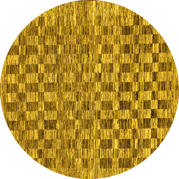 Round Checkered Yellow Modern Rug, abs205yw