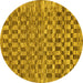 Round Checkered Yellow Modern Rug, abs205yw