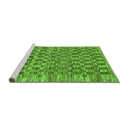Sideview of Machine Washable Checkered Green Modern Area Rugs, wshabs205grn
