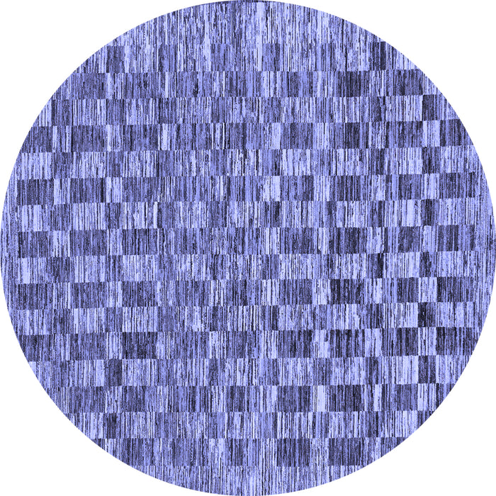 Round Checkered Blue Modern Rug, abs205blu