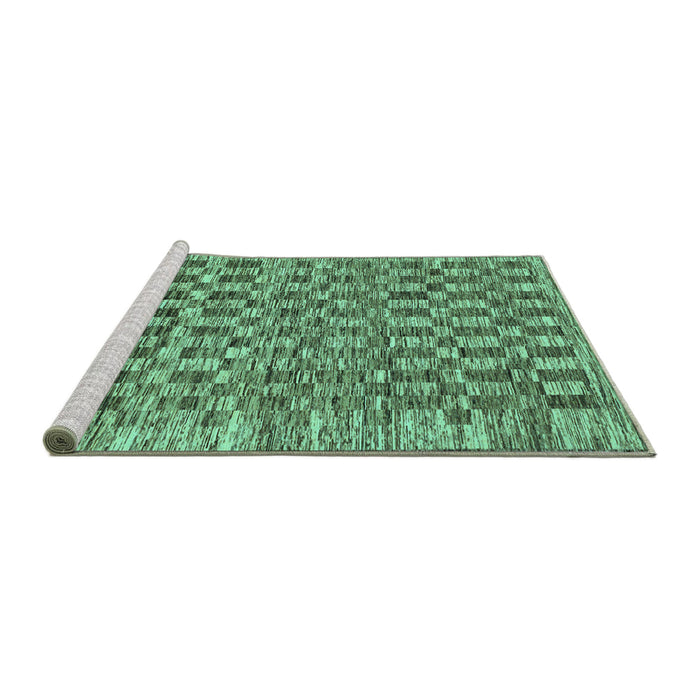 Sideview of Machine Washable Checkered Turquoise Modern Area Rugs, wshabs205turq