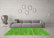 Machine Washable Checkered Green Modern Area Rugs in a Living Room,, wshabs205grn