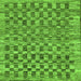 Square Machine Washable Checkered Green Modern Area Rugs, wshabs205grn