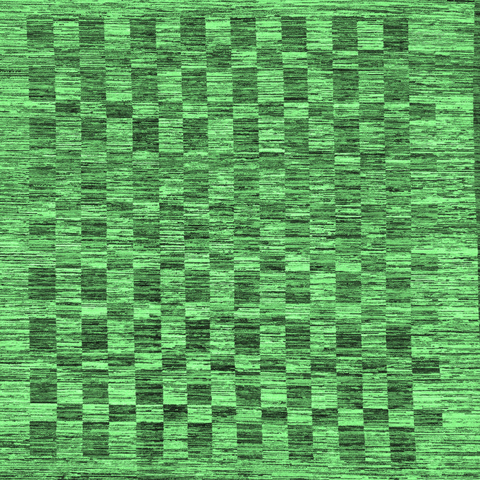 Square Machine Washable Checkered Emerald Green Modern Area Rugs, wshabs205emgrn