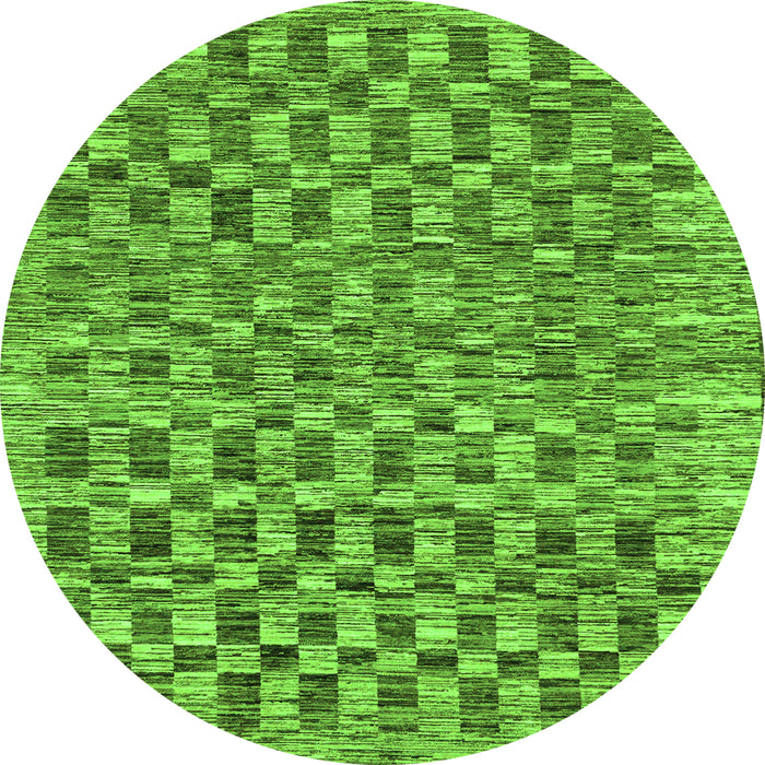 Round Checkered Green Modern Rug, abs205grn