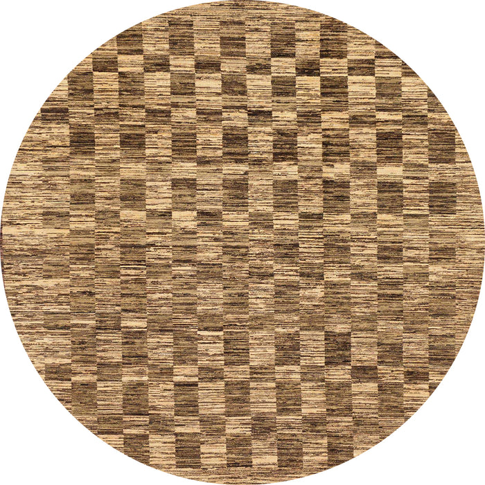 Round Abstract Orange Checkered Rug, abs205